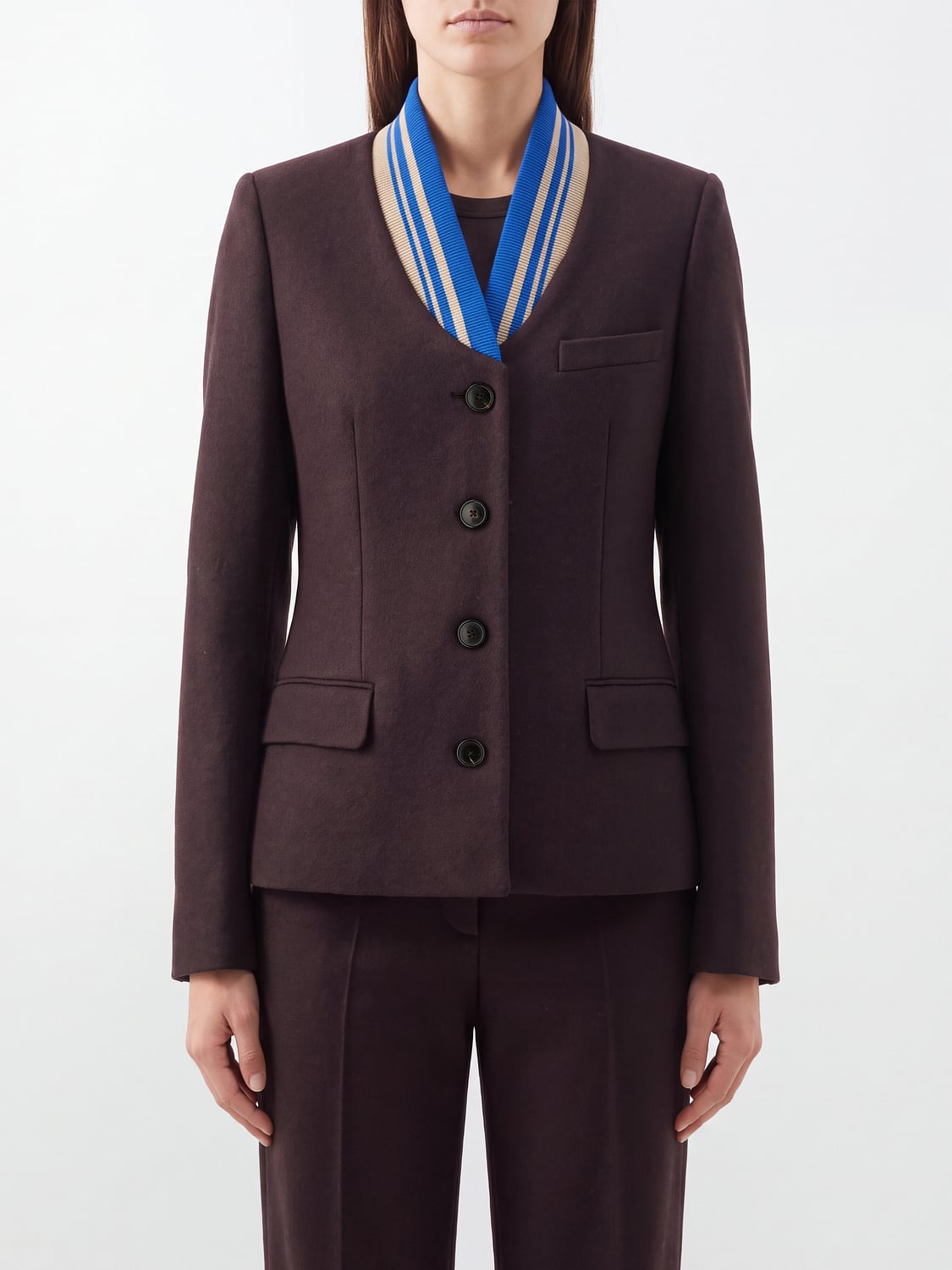 DRIES VAN NOTEN GIACCA: Blazer corto monopetto DRIES VAN NOTEN in misto lana con collo a scialle, Viola - Img 1