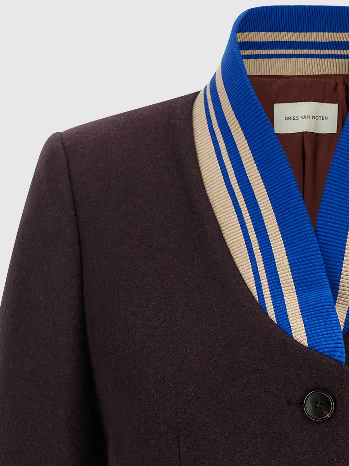 DRIES VAN NOTEN GIACCA: Blazer corto monopetto DRIES VAN NOTEN in misto lana con collo a scialle, Viola - Img 4