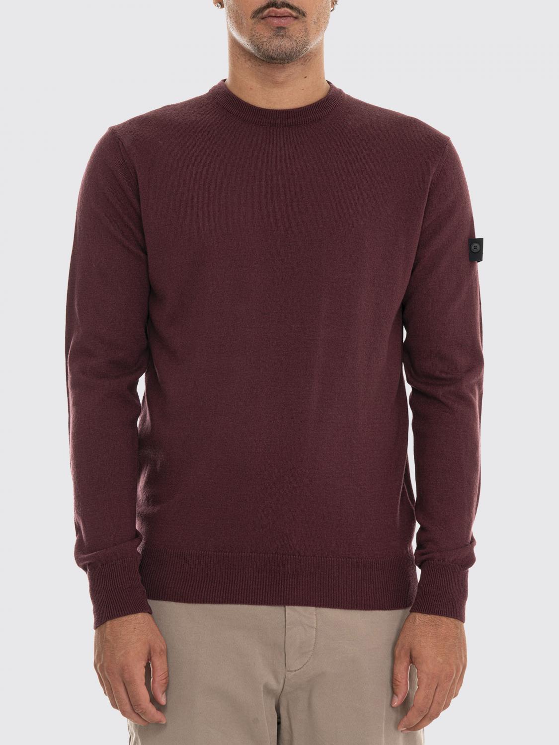 PEUTEREY SWEATER: Crewneck Jumper Peuterey in a cotton and wool blend with an applied logo, Burgundy - Img 1