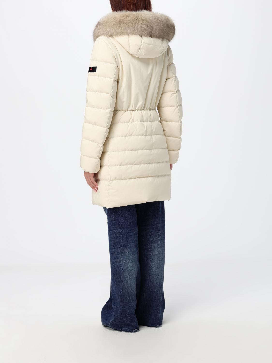 PEUTEREY GIACCA: Piumino Peuterey al ginocchio in nylon trapuntato con cappuccio in shearling, Tortora - Img 2