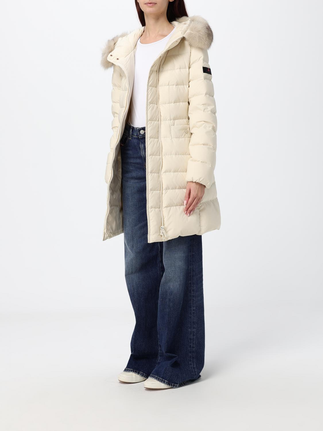 PEUTEREY GIACCA: Piumino Peuterey al ginocchio in nylon trapuntato con cappuccio in shearling, Tortora - Img 3