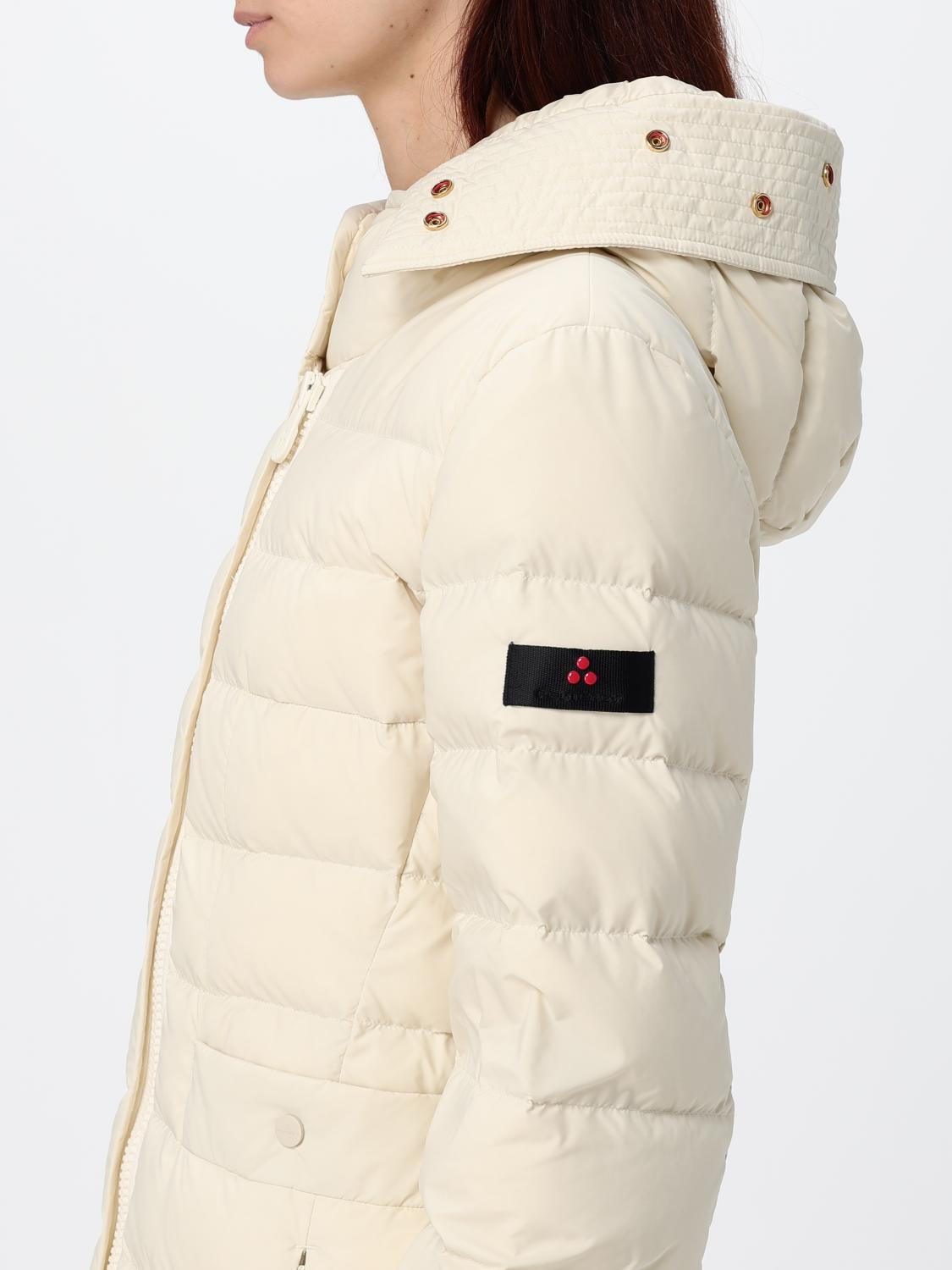 PEUTEREY GIACCA: Piumino Peuterey al ginocchio in nylon trapuntato con cappuccio in shearling, Tortora - Img 4