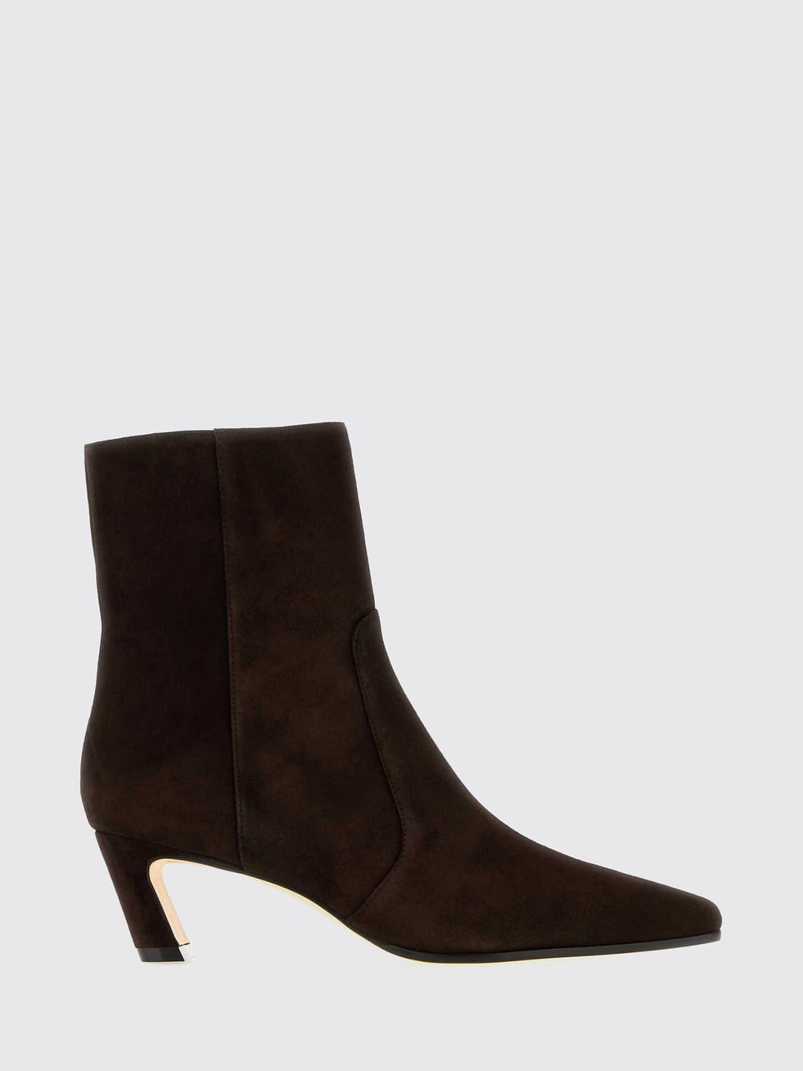 STUART WEITZMAN STIVALI: Tronchetto Stuart Weitzman in pelle scamosciata con tacco medio svasato, Caffe - Img 1
