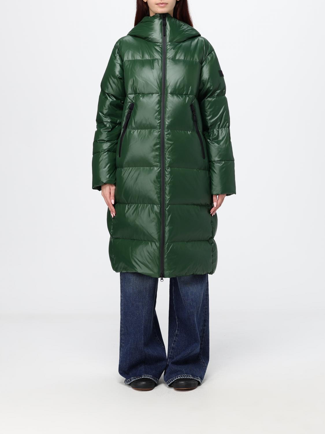 PEUTEREY CHAQUETA: Plumífero largo Peuterey de nailon acolchado con capucha y relleno de plumas, Verde - Img 1
