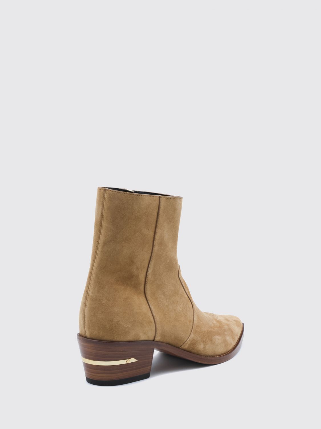 AMIRI BOOT: Ryder AMIRI Suede Western Ankle Boots with Almond Toe and Side Zip, Beige - Img 3