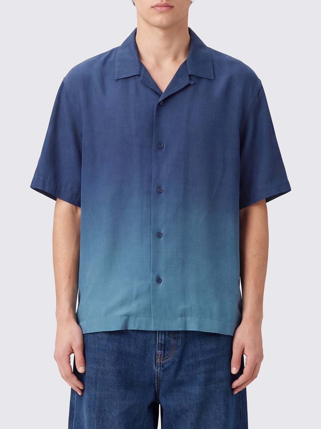 OFF-WHITE CAMISA: Camisa hombre Off-white, Azul Oscuro - Img 1