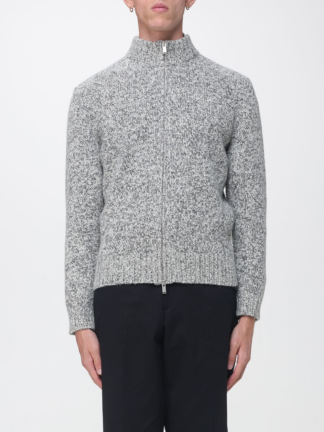 LARDINI PULL: Cardigan Lardini en laine avec col roulé montant et fermeture zippée, Blanc - Img 1