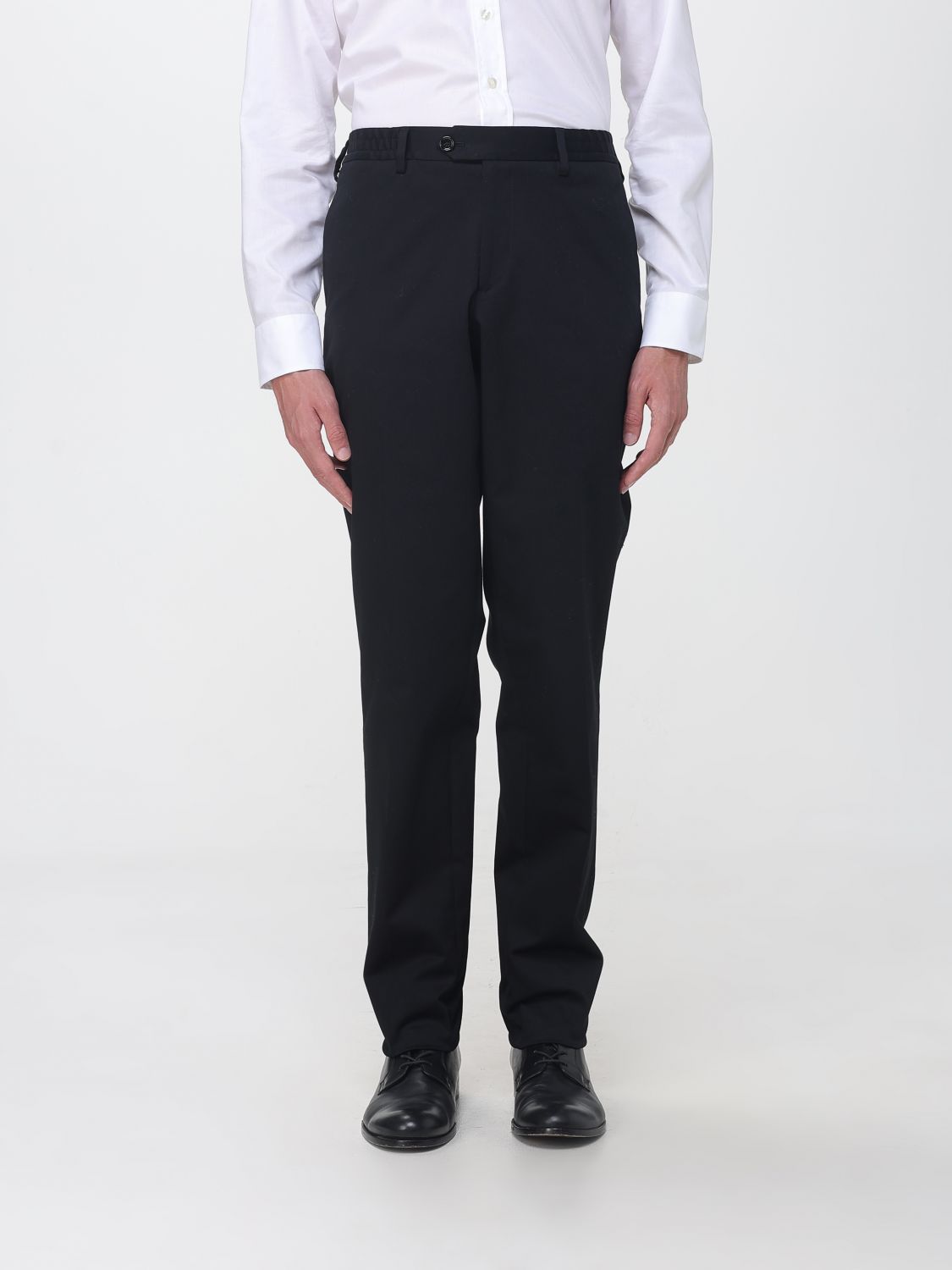 LARDINI PANTALONI: Pantaloni Lardini slim fit in gabardine con chiusura decentrata, Nero - Img 1