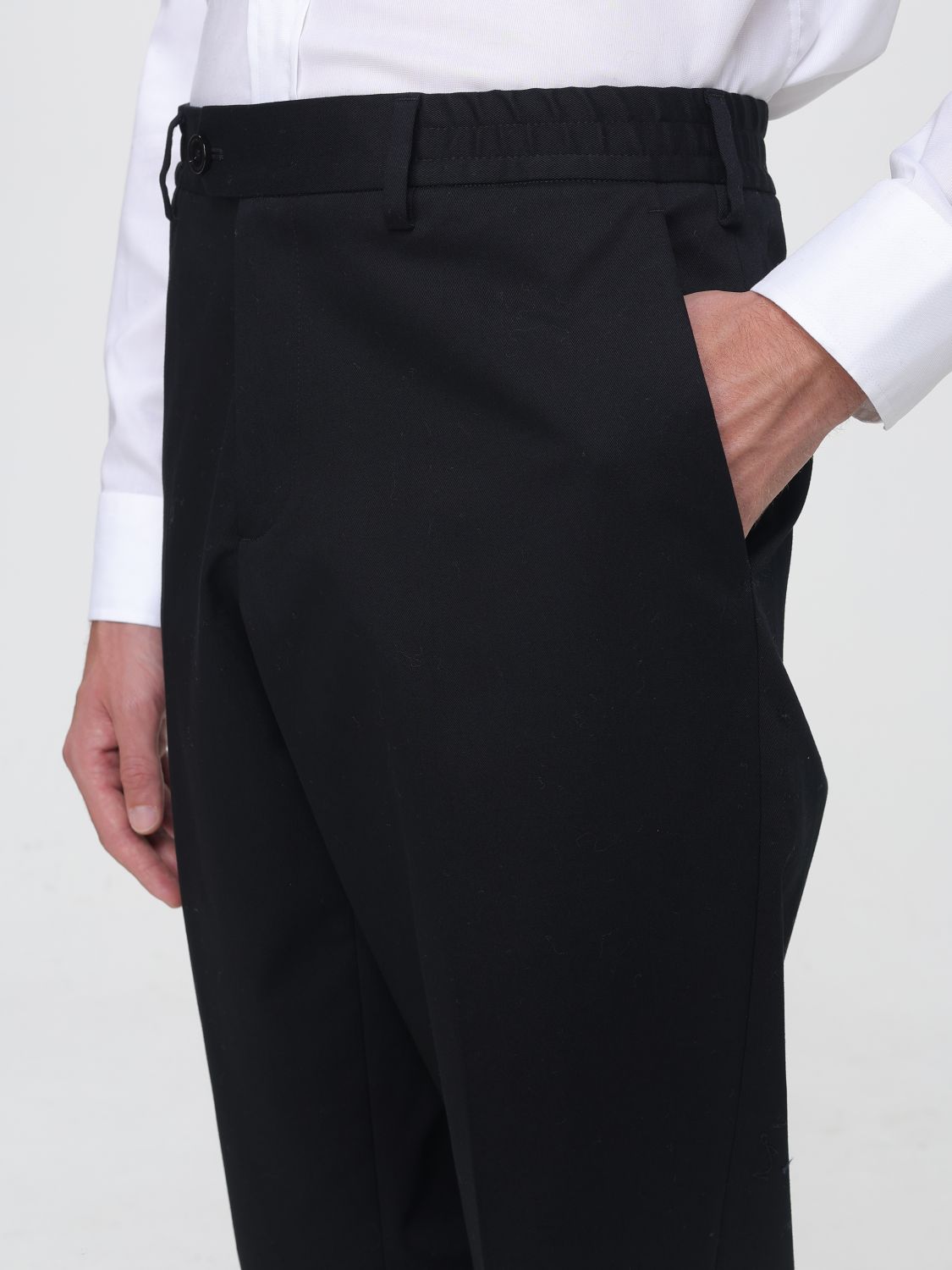 LARDINI PANTALONI: Pantaloni Lardini slim fit in gabardine con chiusura decentrata, Nero - Img 3