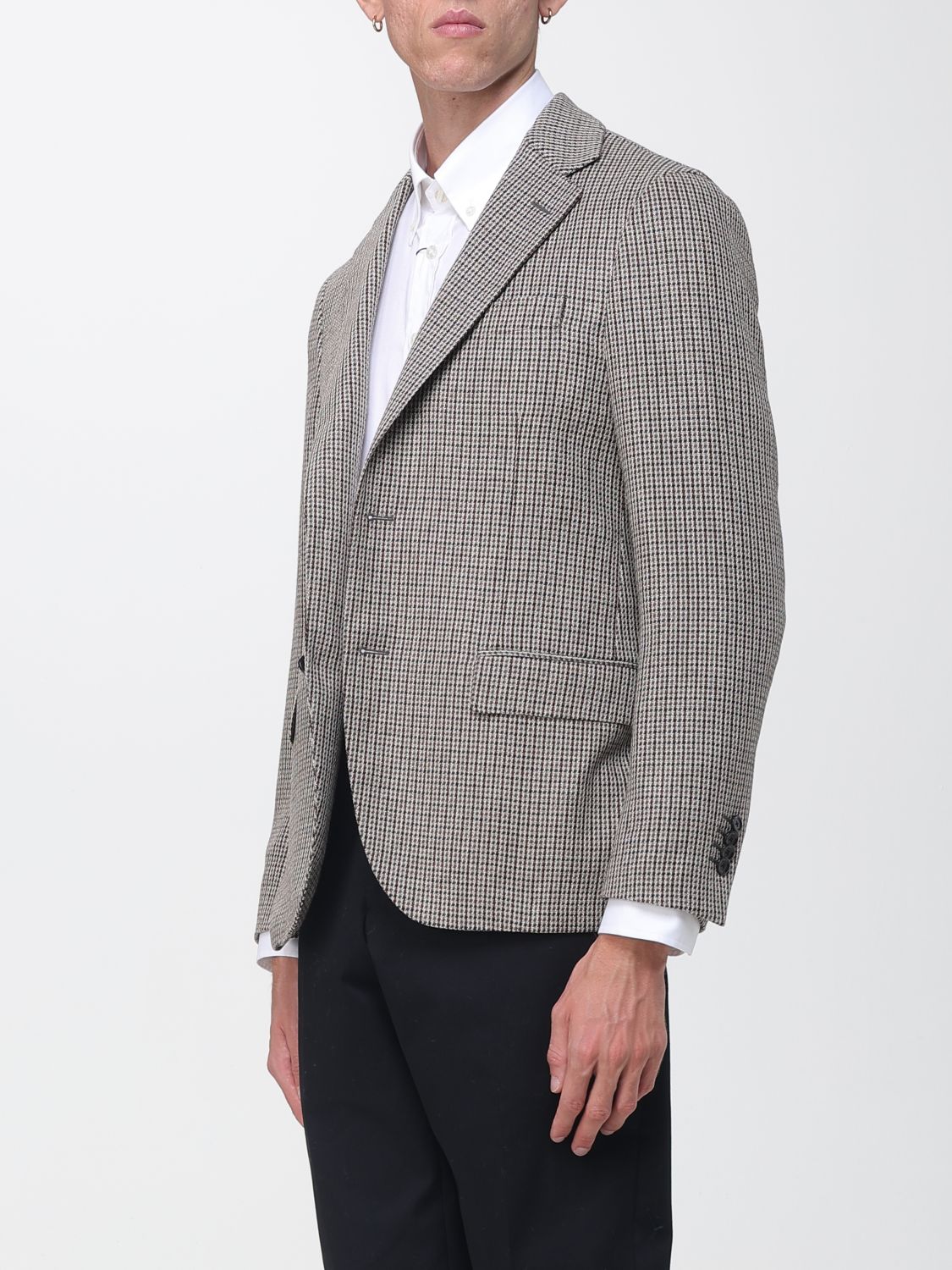 LARDINI JACKE: Einreihiger Lardini Blazer aus Wolle und Kaschmir mit Hahnentrittmuster, Bunt - Img 3