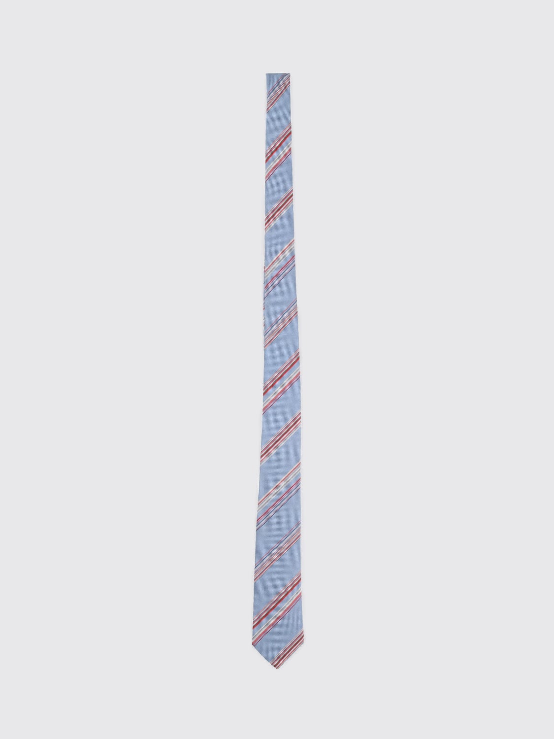 PAUL SMITH TIE: Paul Smith 8cm Wide Regimental Stripe Pure Silk Tie with Logo Loop, Blue 1 - Img 1