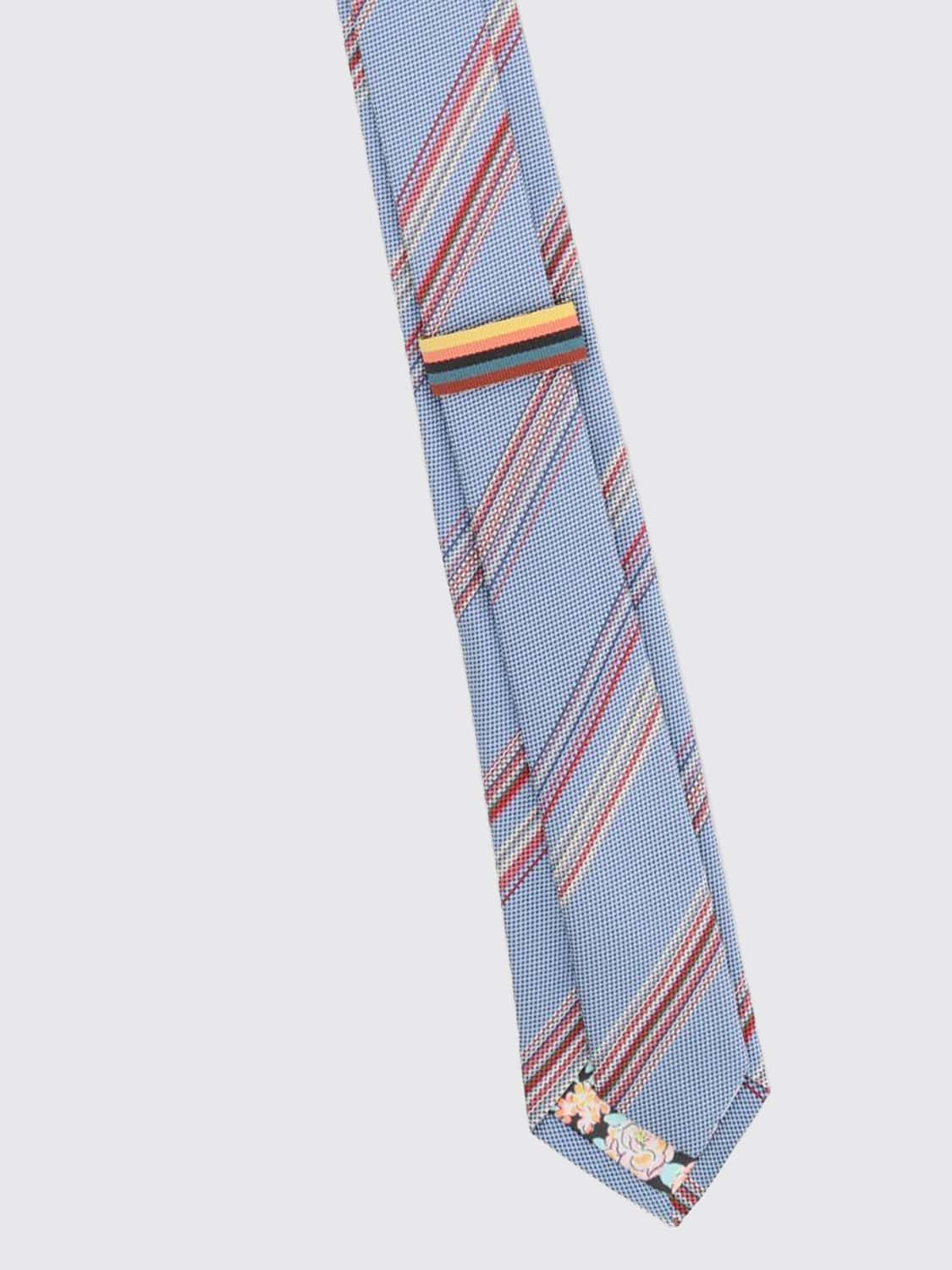 PAUL SMITH TIE: Paul Smith 8cm Wide Regimental Stripe Pure Silk Tie with Logo Loop, Blue 1 - Img 2