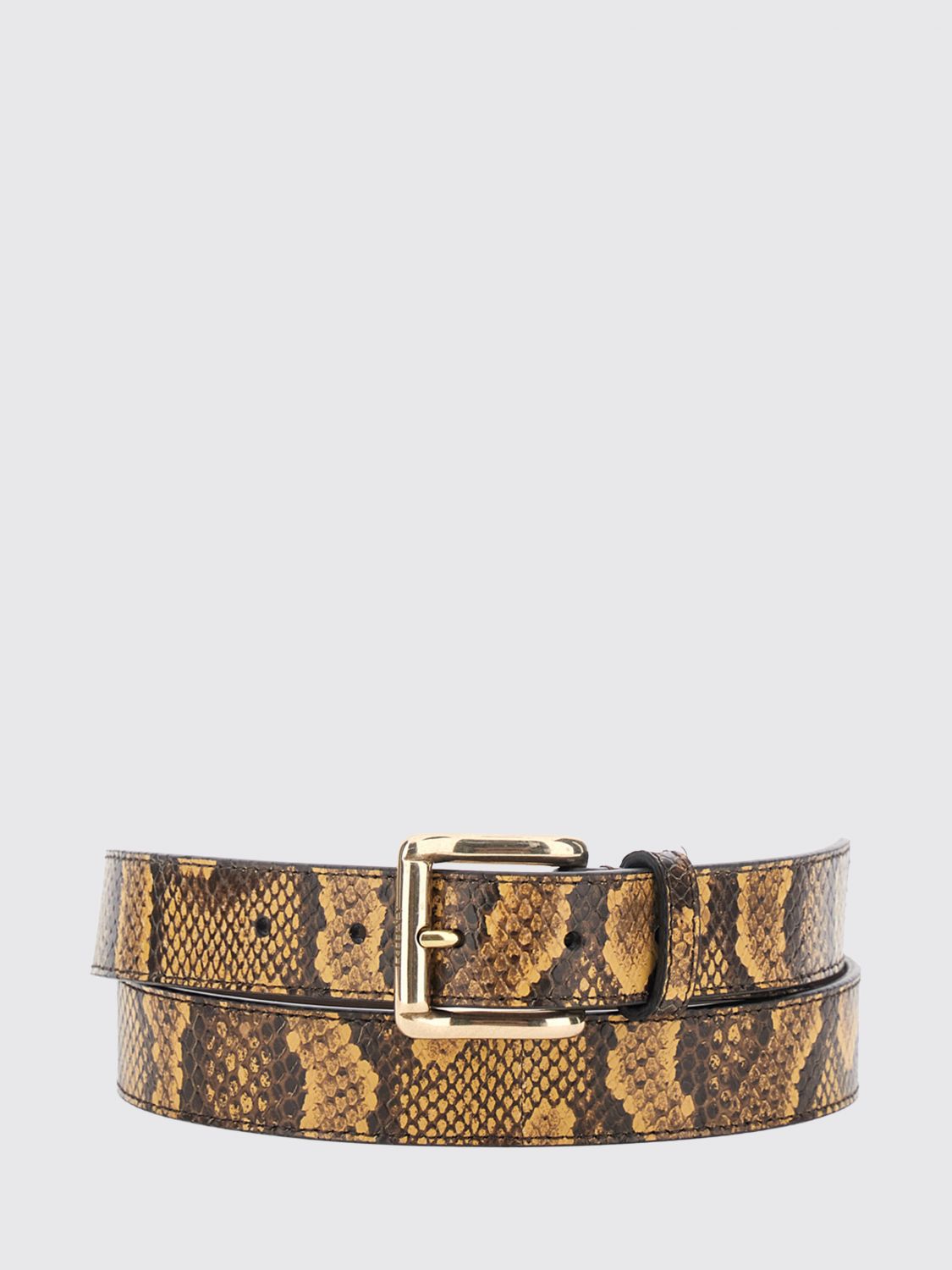 AMIRI BELT: Amiri Python-Print Leather Belt with Pin Buckle, Brown - Img 1
