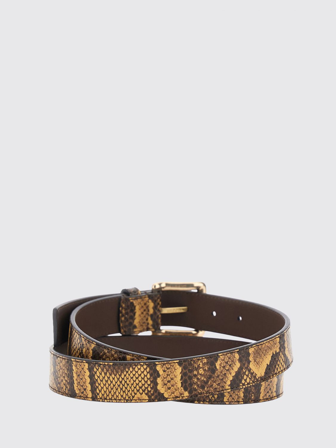 AMIRI BELT: Amiri Python-Print Leather Belt with Pin Buckle, Brown - Img 2