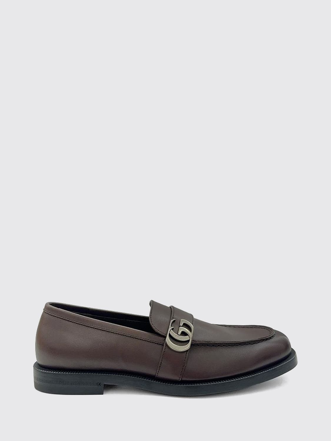 GUCCI LOAFERS: Calf Leather Loafers Gucci with GG Monogram, Earth - Img 1
