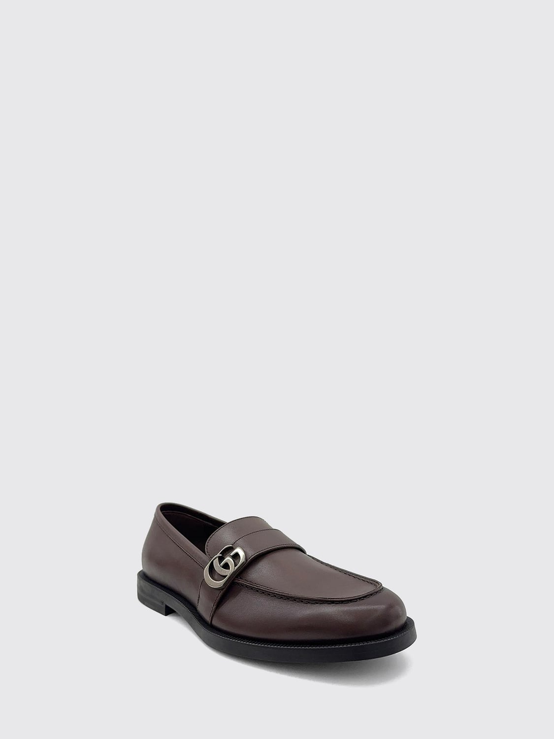 GUCCI LOAFERS: Calf Leather Loafers Gucci with GG Monogram, Earth - Img 2