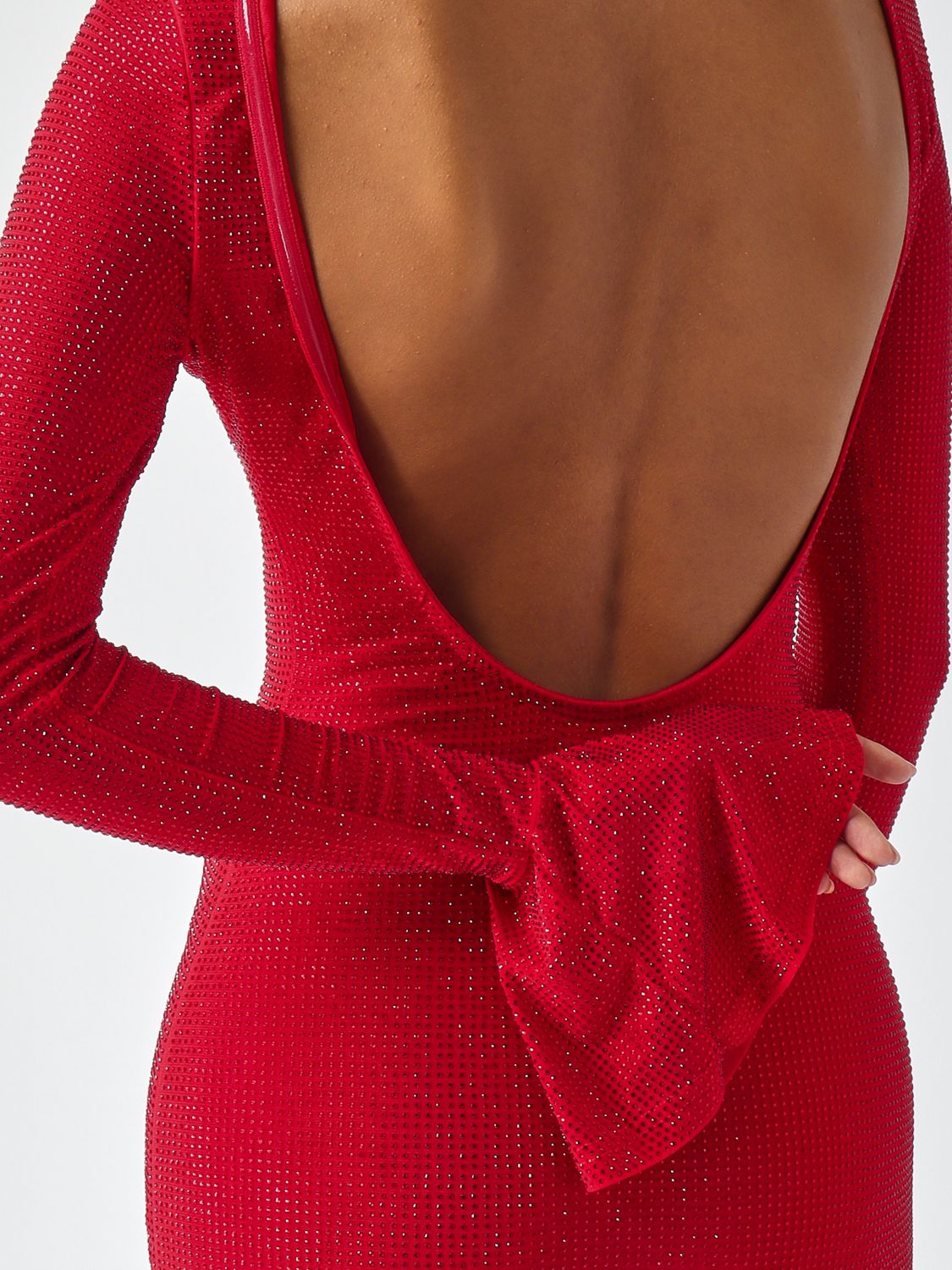 TWENTY FOURHAITCH KLEID: Langes Etui-Abendkleid Twenty Fourhaitch aus Jersey mit Strass und ausgestellten Bündchen, Rot - Img 5