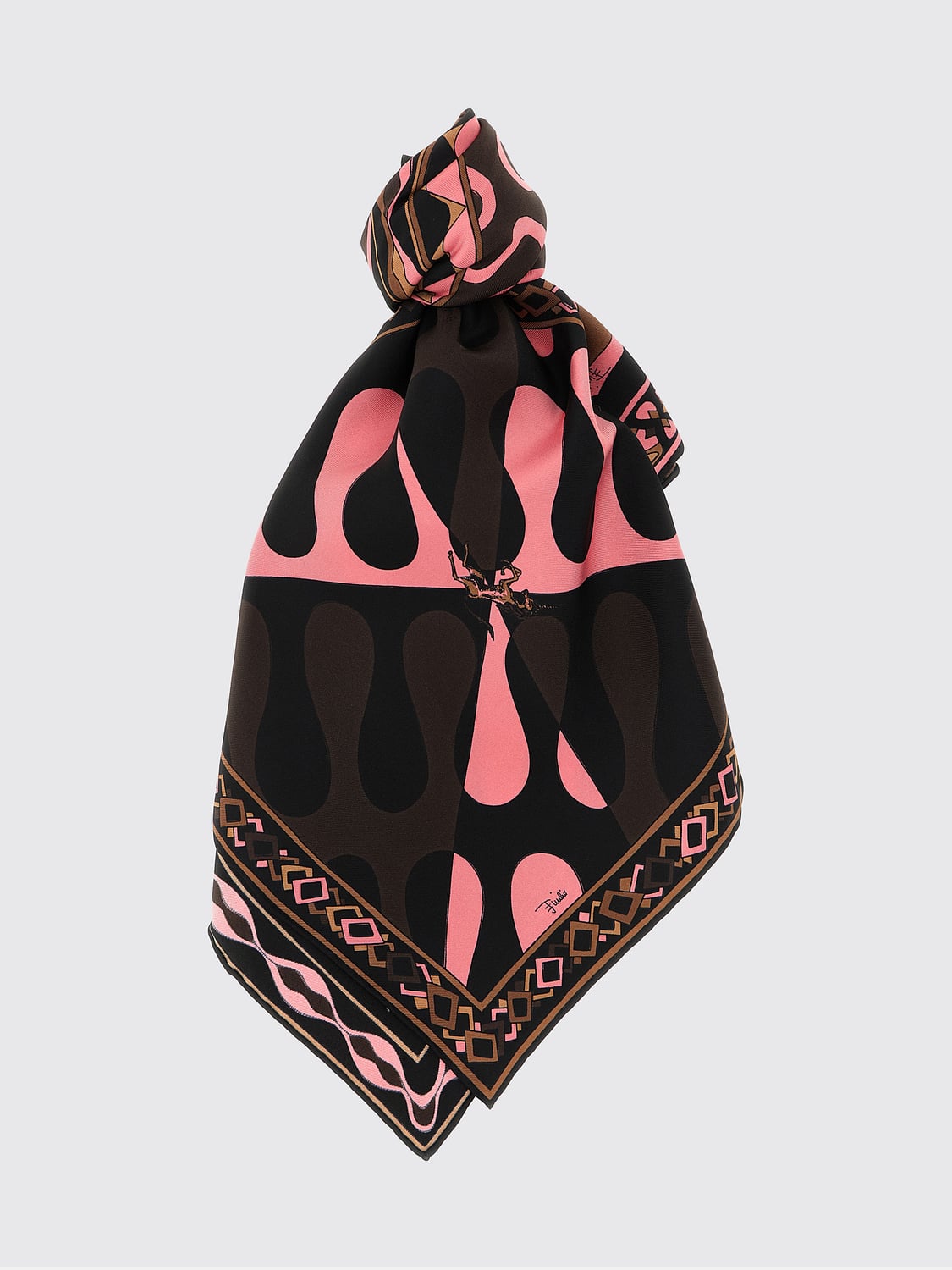 PUCCI 넥 스카프: PUCCI 스퀘어 실크 트윌 스카프 추상 프린트 90x90 cm, 멀티컬러 - Img 1