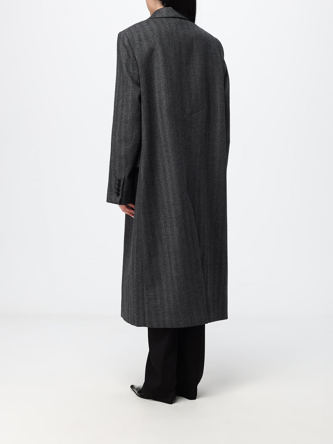 GIVENCHY CAPPOTTO: Cappotto lungo doppiopetto Givenchy in lana gessata relaxed fit, Grigio - Img 3