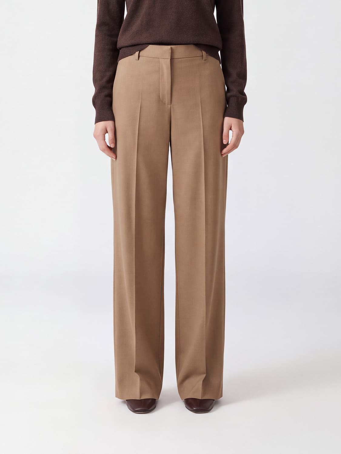'S MAX MARA HOSE: Weit geschnittene Hose Cottage 'S Max Mara aus reiner Schurwolle, Camel - Img 1