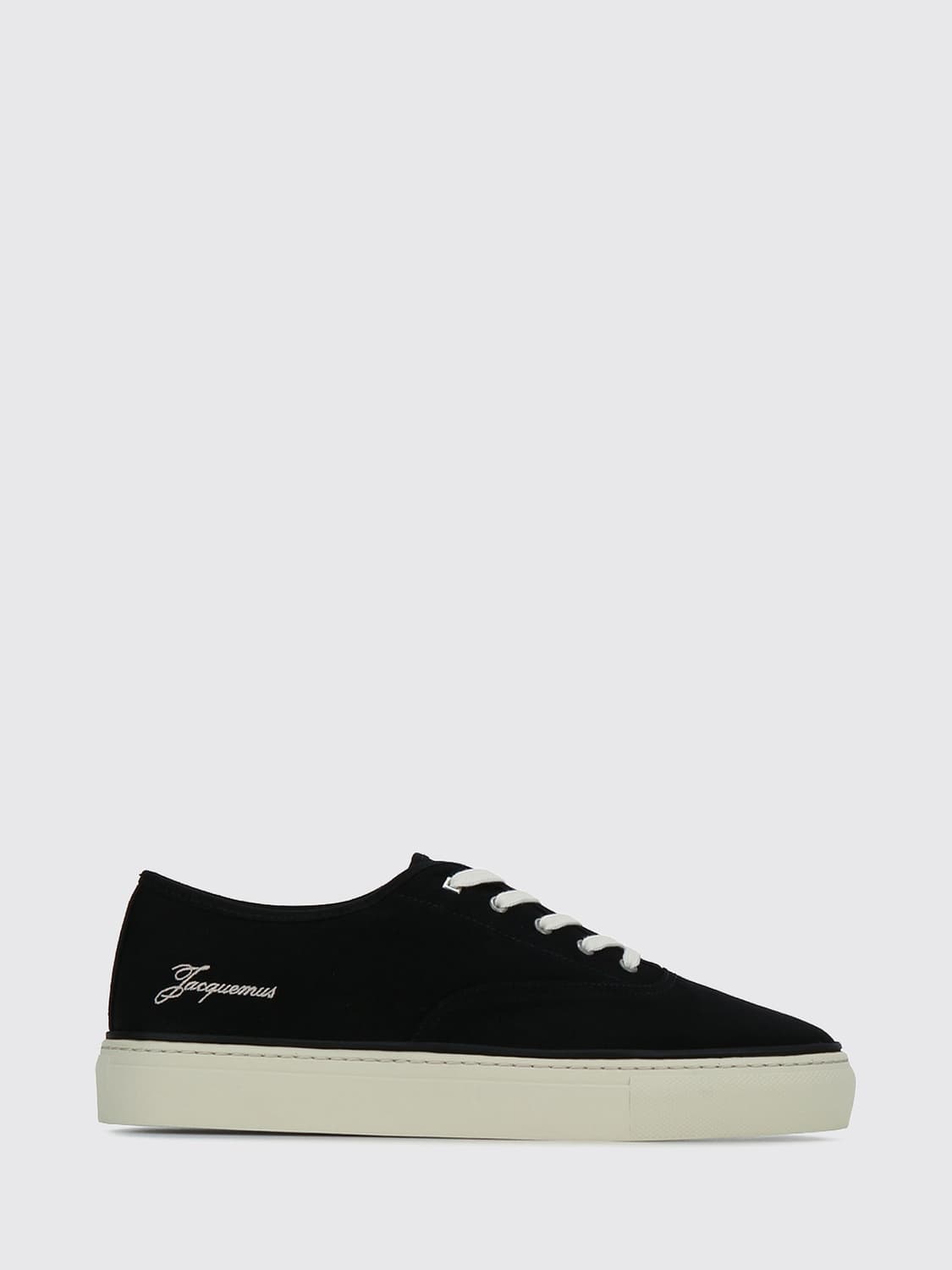 JACQUEMUS SNEAKERS: Jacquemus Féfé Cotton Canvas Trainers with Contrasting Embroidered Logo, Black - Img 1