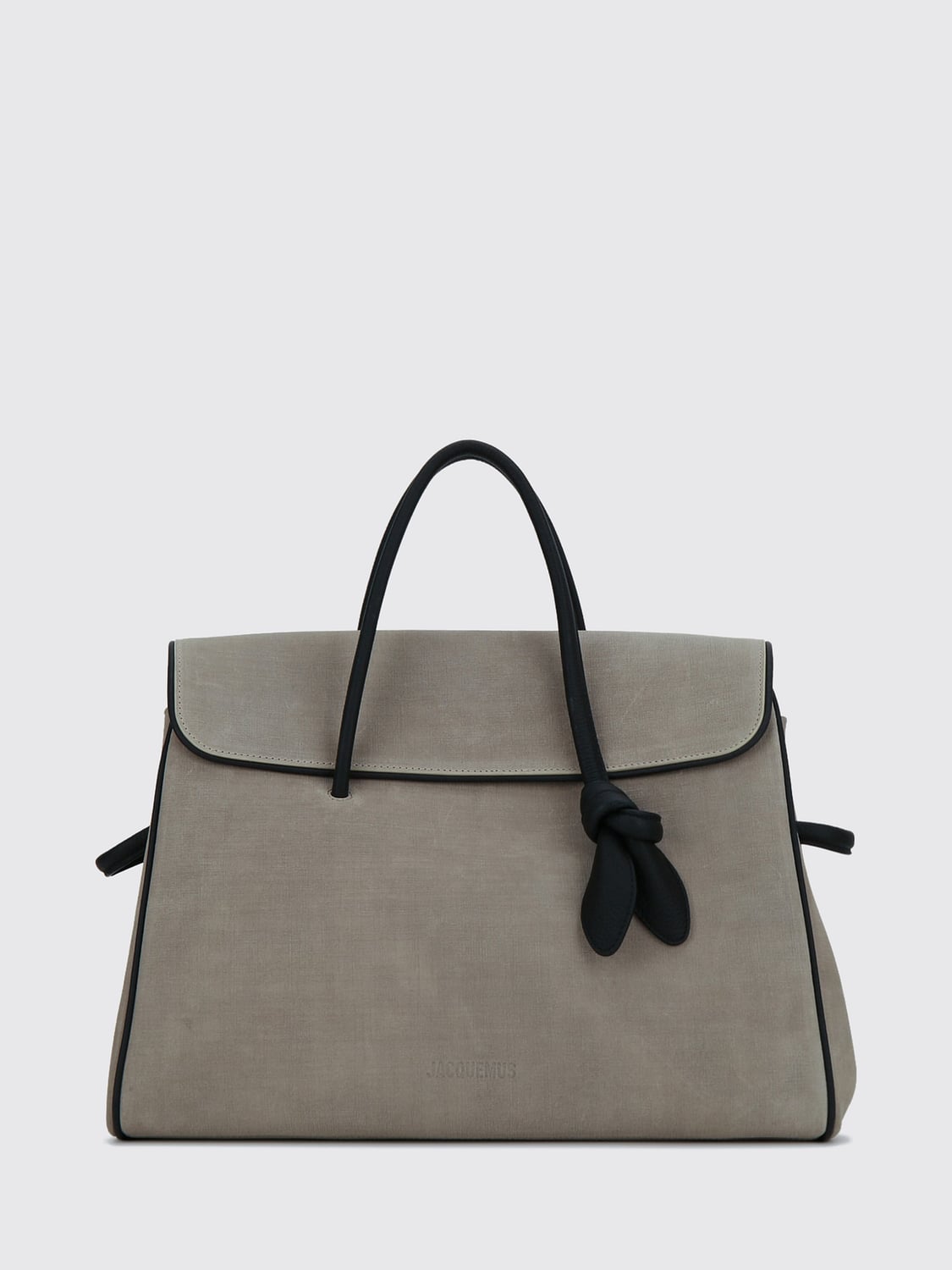 JACQUEMUS BORSA A MANO: Borsa a mano Le Turismo Jacquemus in cotone con doppio manico, Grigio - Img 1