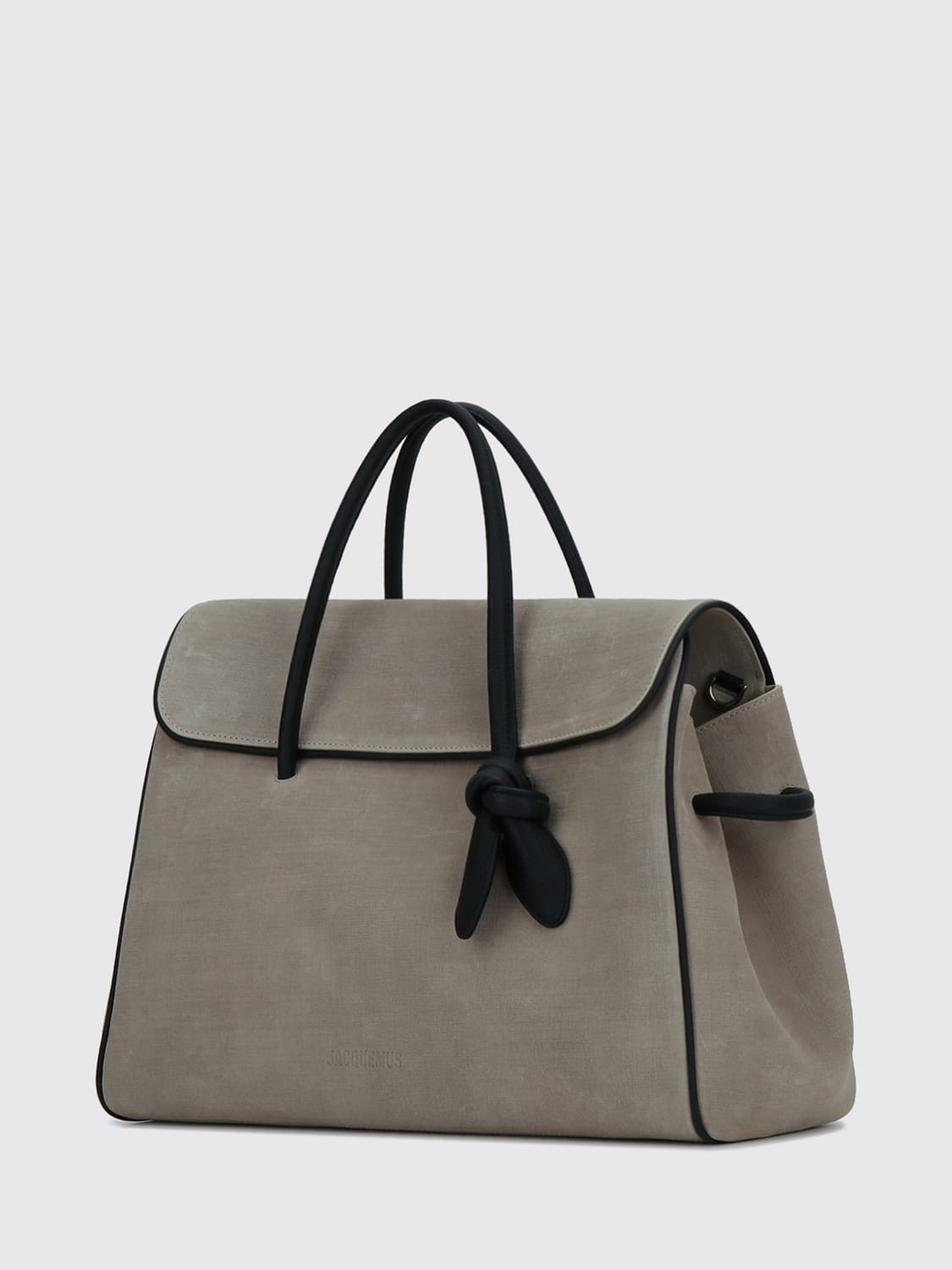 JACQUEMUS BORSA A MANO: Borsa a mano Le Turismo Jacquemus in cotone con doppio manico, Grigio - Img 3