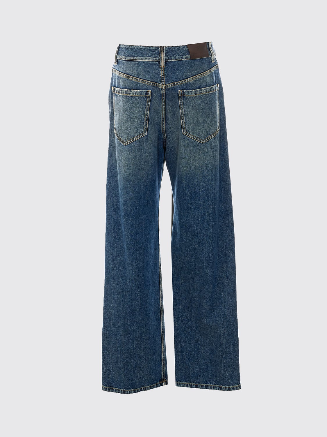 BRUNELLO CUCINELLI VAQUEROS: Vaqueros anchos de talle alto Brunello Cucinelli en denim con detalle de Monili, Azul Oscuro - Img 3