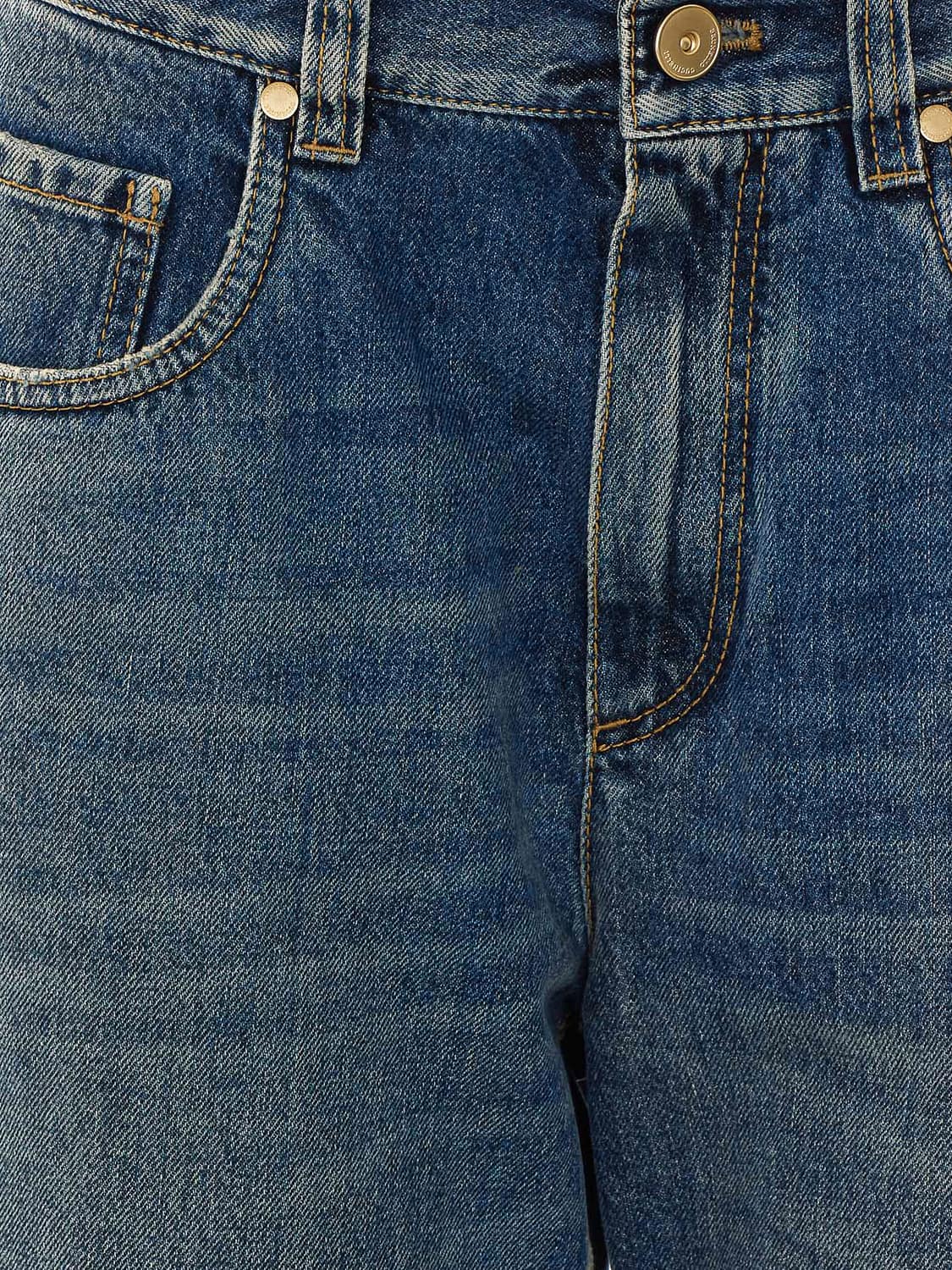 BRUNELLO CUCINELLI VAQUEROS: Vaqueros anchos de talle alto Brunello Cucinelli en denim con detalle de Monili, Azul Oscuro - Img 4