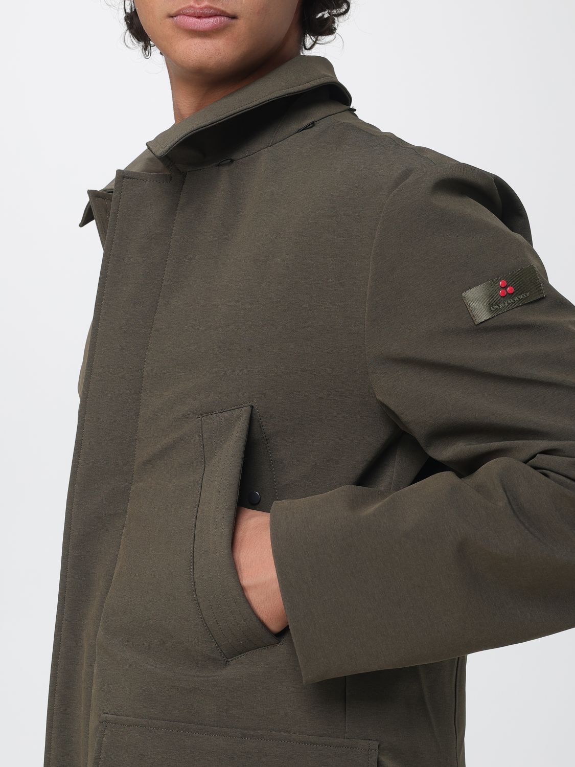 PEUTEREY COAT: Peuterey Mans Technical Fabric Parka with Bib and Detachable Hood, Green - Img 4