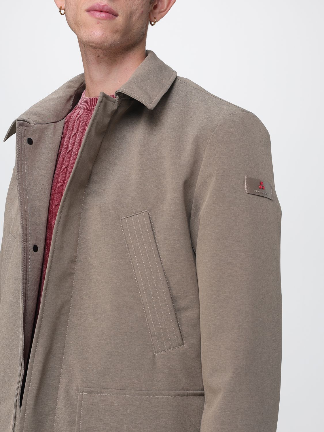 PEUTEREY COAT: Peuterey Mans Technical Fabric Parka with Bib and Detachable Hood, Beige - Img 4