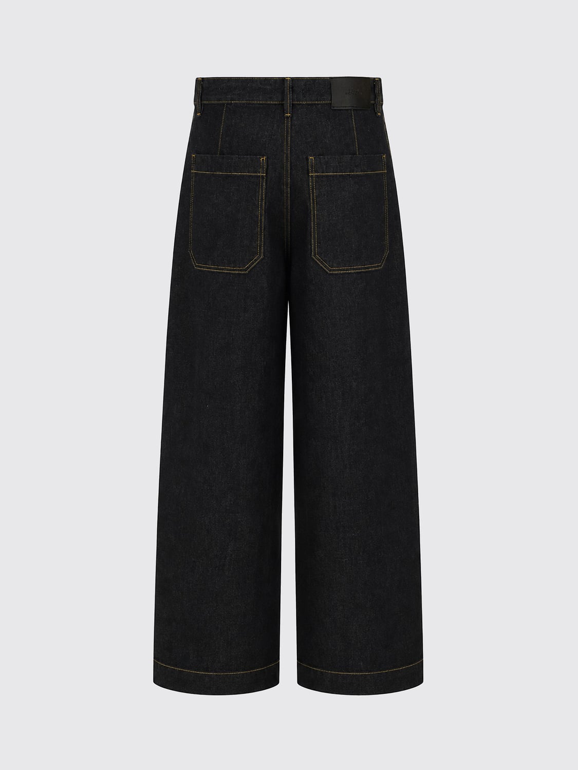 STUDIO NICHOLSON PANTS: Puch Wide-Leg Pleated Jeans Studio Nicholson in Cotton Denim, Black - Img 3