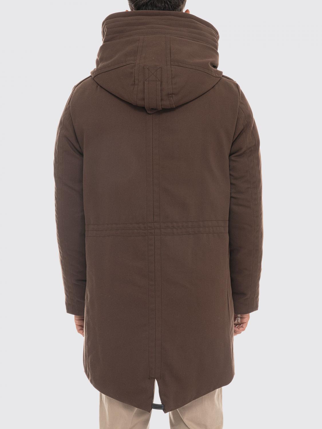 PEUTEREY COAT: Kasa Ki Water-Repellent Knee-Length Parka Peuterey with Fur Collar, Brown - Img 2