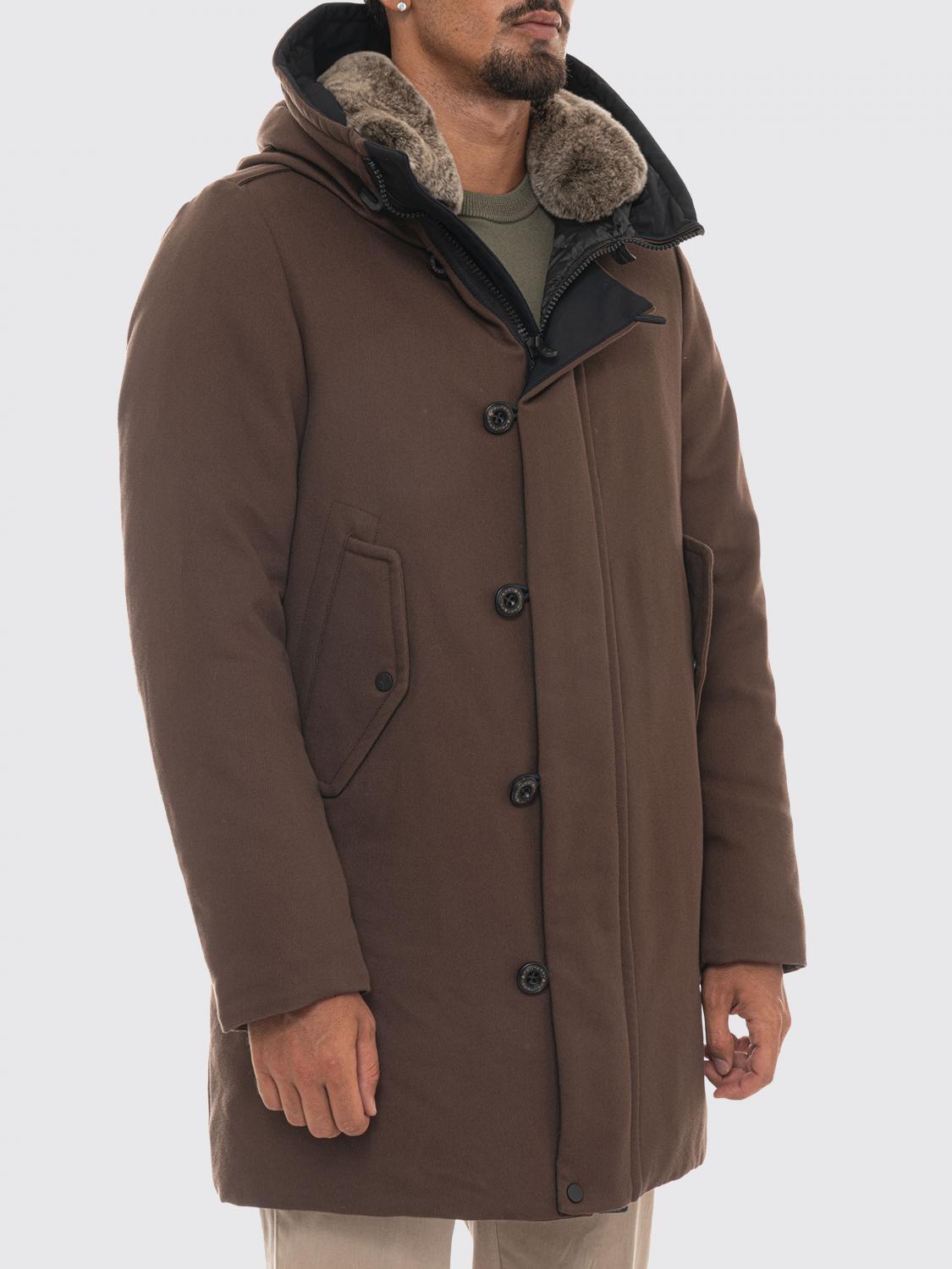 PEUTEREY COAT: Kasa Ki Water-Repellent Knee-Length Parka Peuterey with Fur Collar, Brown - Img 3