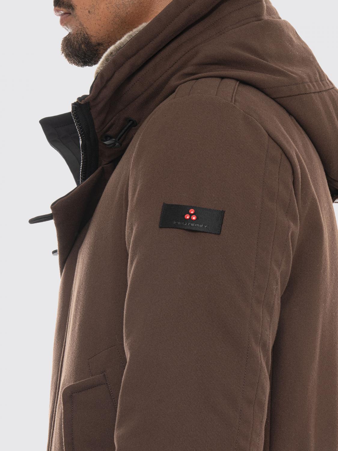 PEUTEREY COAT: Kasa Ki Water-Repellent Knee-Length Parka Peuterey with Fur Collar, Brown - Img 4