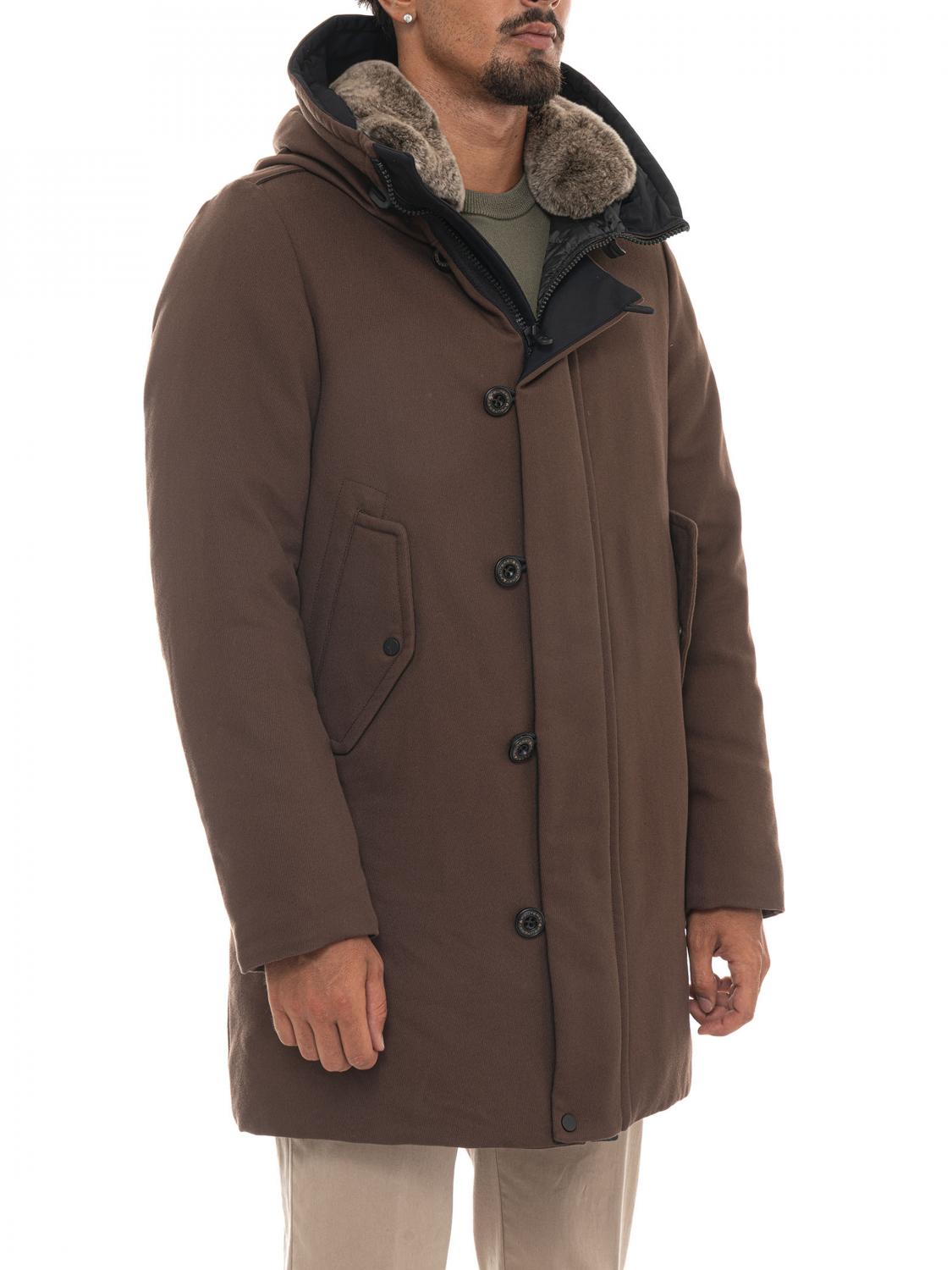 PEUTEREY COAT: Kasa Ki Water-Repellent Knee-Length Parka Peuterey with Fur Collar, Brown - Img 6