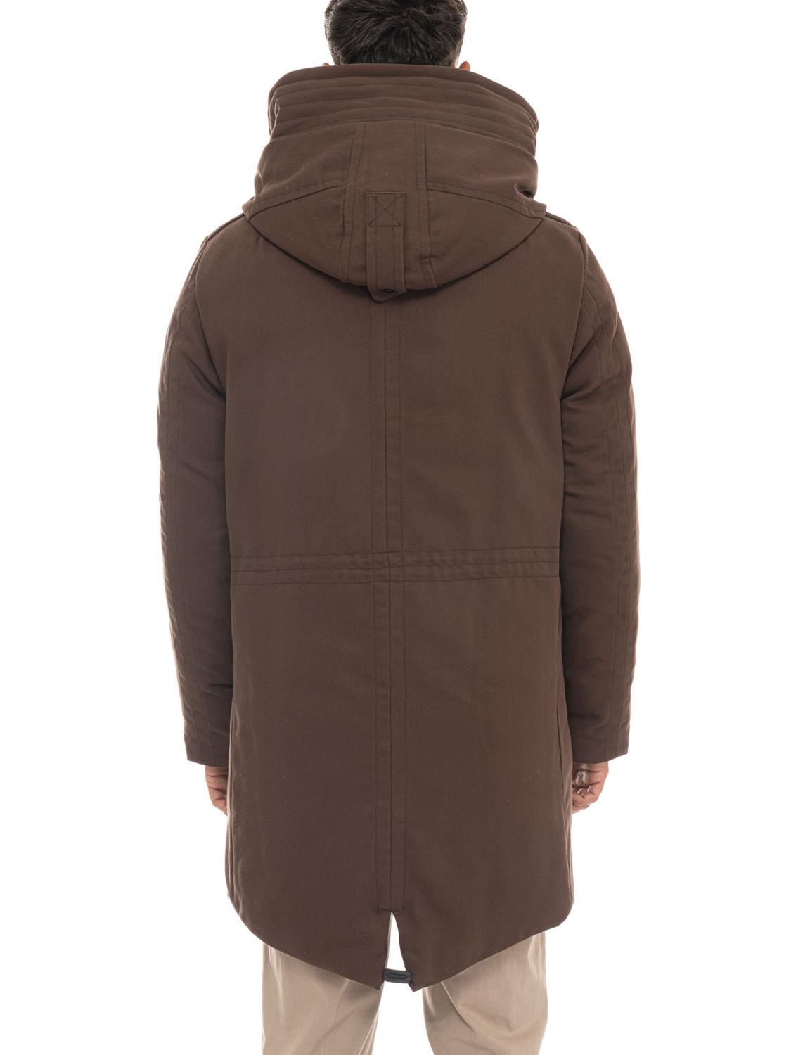 PEUTEREY COAT: Kasa Ki Water-Repellent Knee-Length Parka Peuterey with Fur Collar, Brown - Img 9