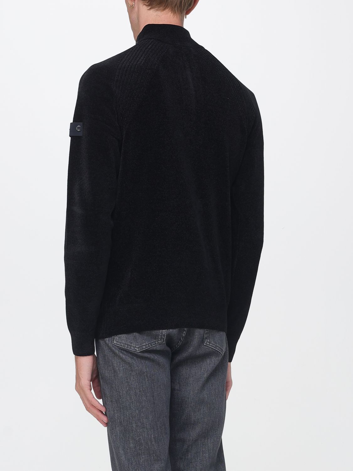 PEUTEREY JERSEY: Jersey de cuello alto Peuterey de terciopelo de chenilla con media cremallera y hombros caídos, Negro - Img 2