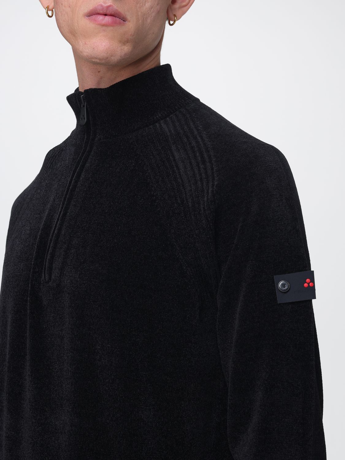 PEUTEREY JERSEY: Jersey de cuello alto Peuterey de terciopelo de chenilla con media cremallera y hombros caídos, Negro - Img 3