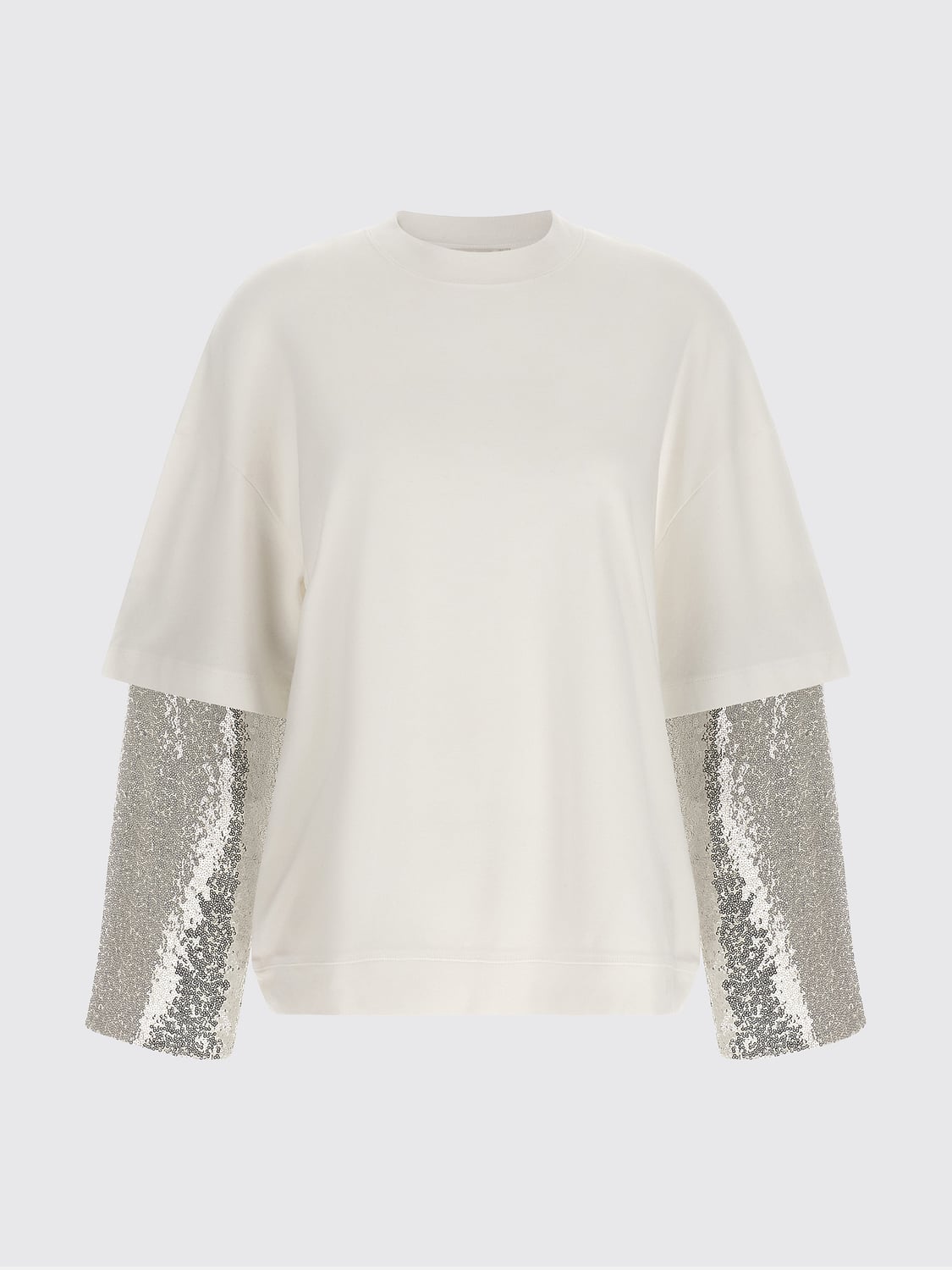 DARKPARK T-SHIRTS: T-shirt Darkpark a maniche lunghe in cotone con ricamo di paillettes, Silver - Img 2