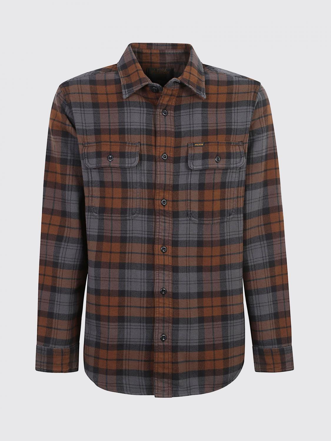 FILSON РУБАШКА: Хлопковая рубашка Filson в клетку тартан с карманами с клапаном, Коричневый - Img 2