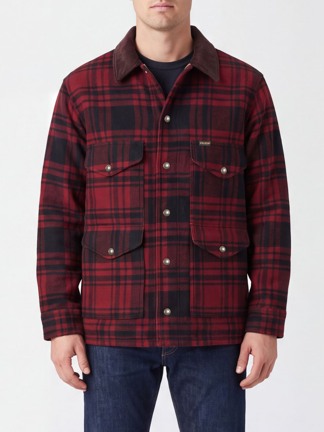 FILSON JACKET: Filson Waterproof Wool Shirt Jacket with Velvet Collar, Green - Img 1