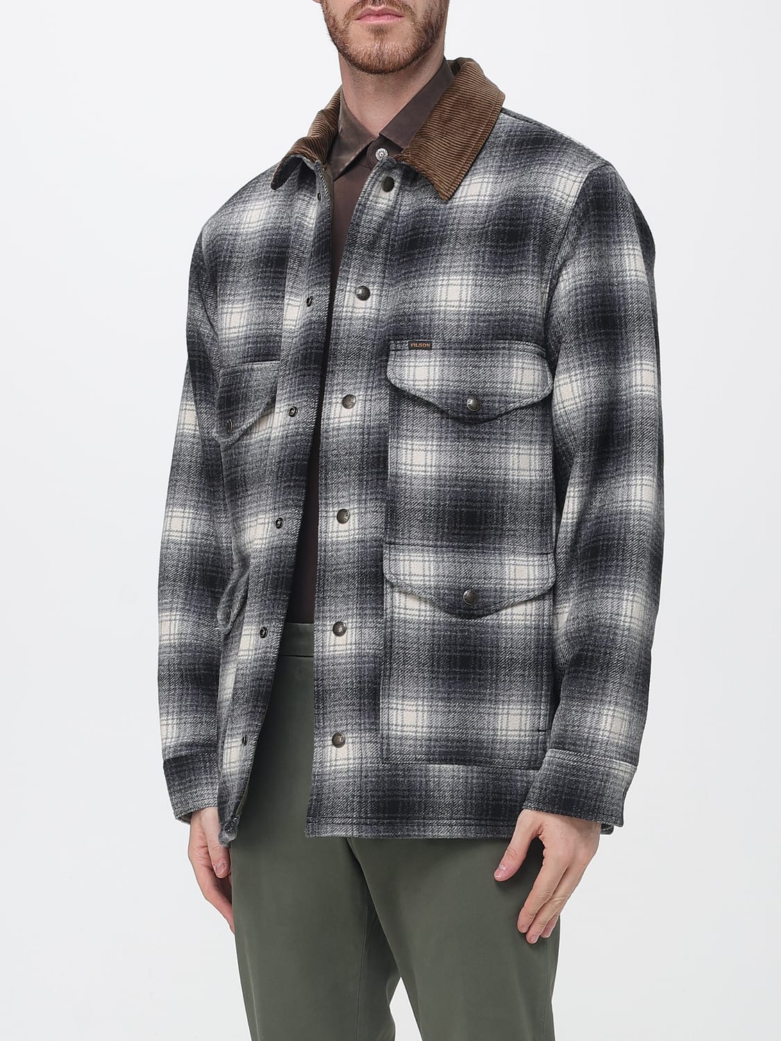 FILSON JACKET: Filson Waterproof Wool Shirt Jacket with Velvet Collar, Cocoa - Img 3