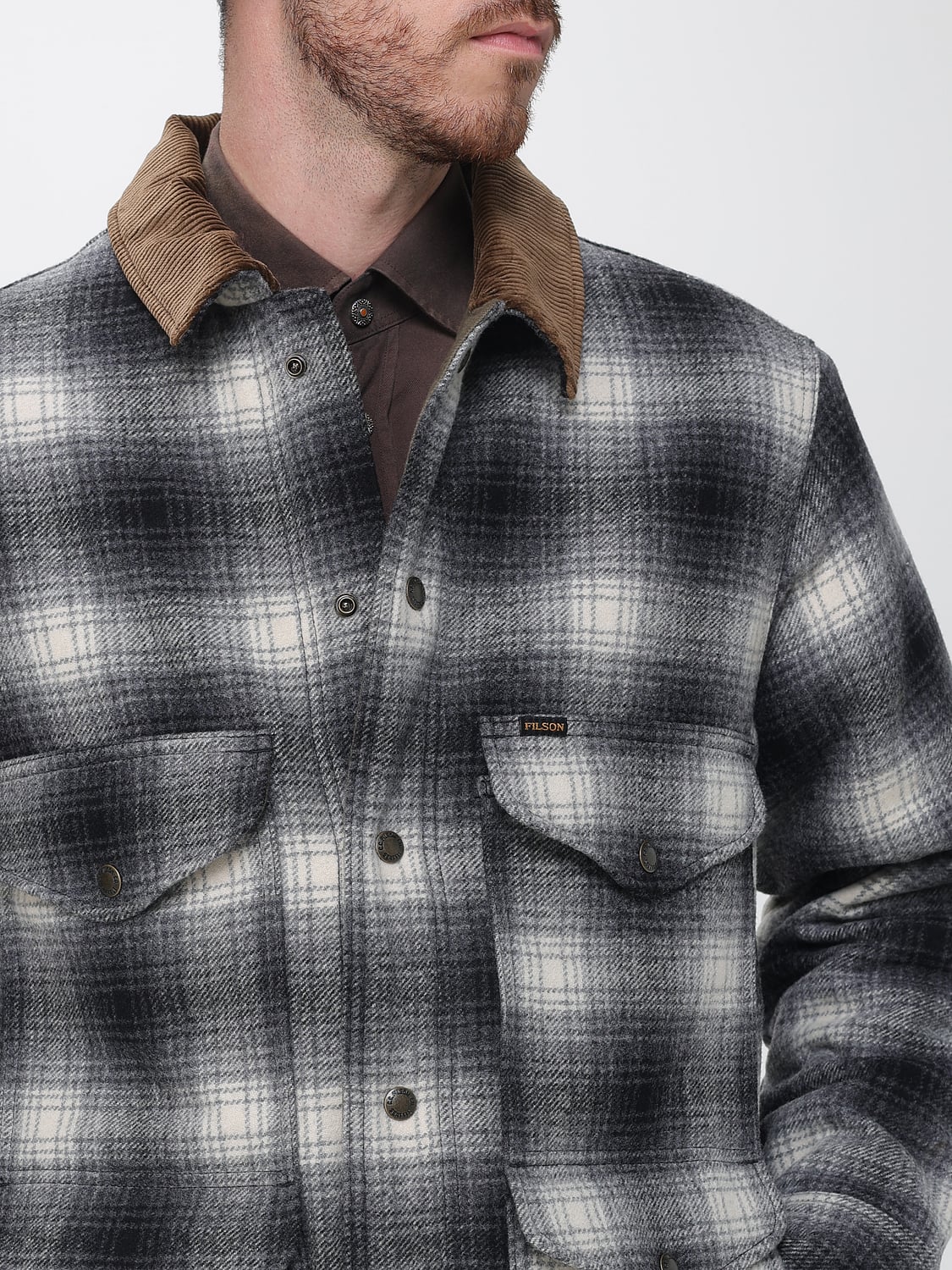FILSON JACKET: Filson Waterproof Wool Shirt Jacket with Velvet Collar, Cocoa - Img 4