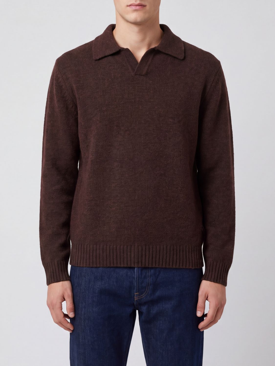 ASPESI POLO: Polo Aspesi in maglia di lana a maniche lunghe con colletto classico, Rosso - Img 1