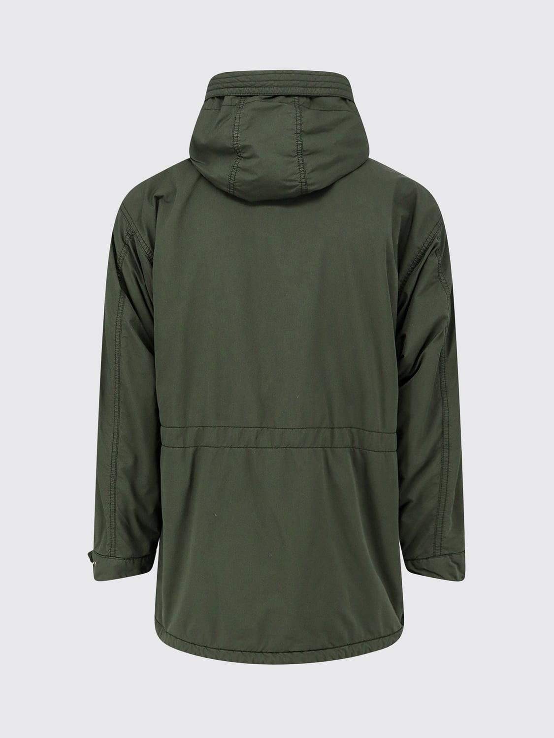 ASPESI COAT: Knee-Length Hooded Parka Aspesi with Padded Hood and Drawstring, Military - Img 3