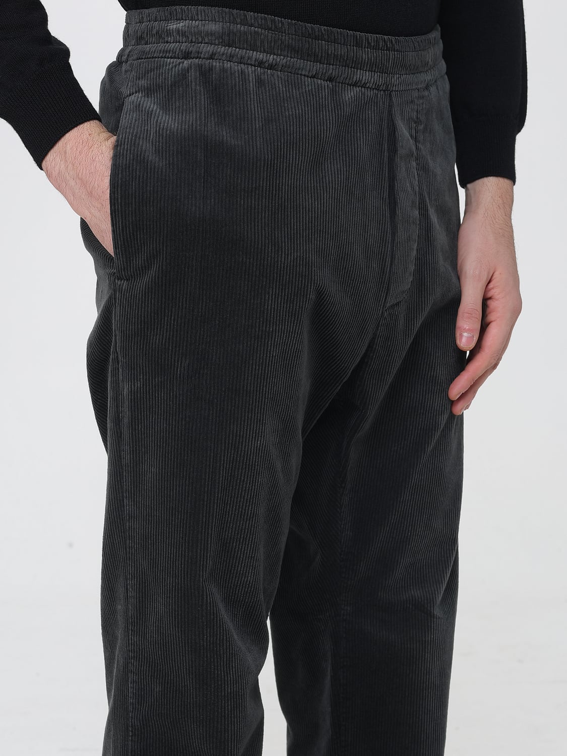 BARENA PANTS: Slim Fit Corduroy Trousers Barena with an Elasticated Waist, Lead - Img 3
