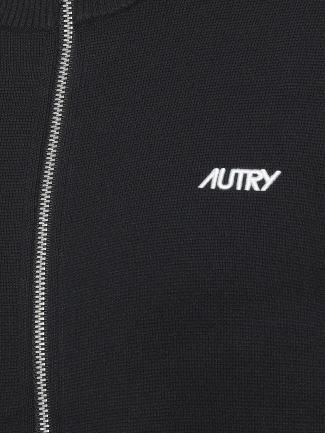 AUTRY SWEAT-SHIRT: Sweat zippé slim fit Autry en jersey technique avec col montant et logo, Anthracite - Img 4