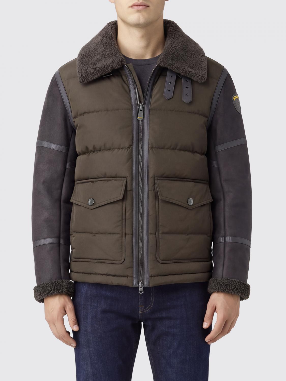 BLAUER JACKET: Blauer Padded Nylon Jacket with Faux Fur Collar, Brown - Img 1