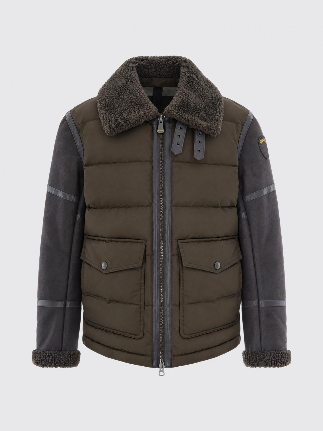 BLAUER JACKET: Blauer Padded Nylon Jacket with Faux Fur Collar, Brown - Img 2